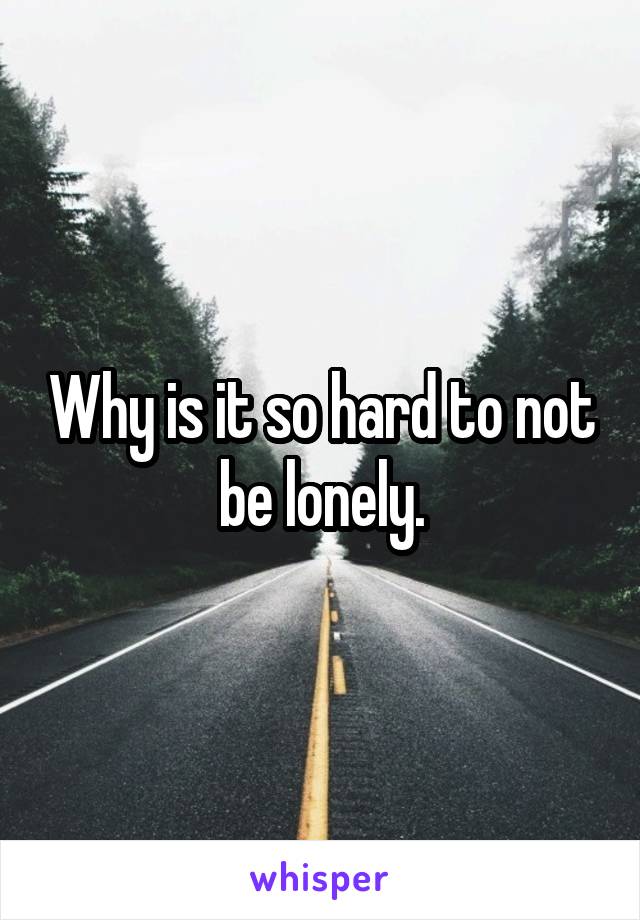 Why is it so hard to not be lonely.