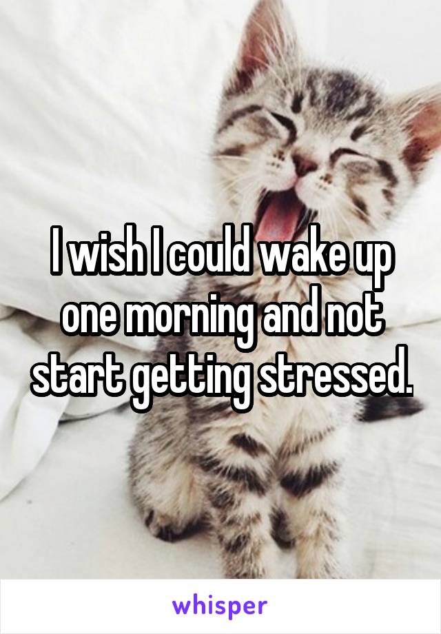 I wish I could wake up one morning and not start getting stressed.