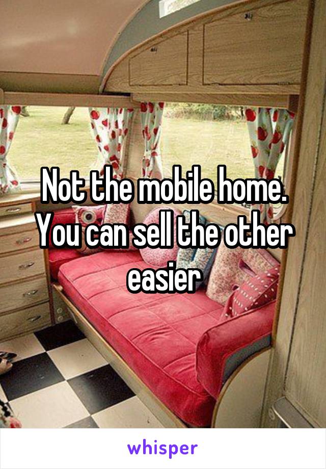 Not the mobile home. You can sell the other easier