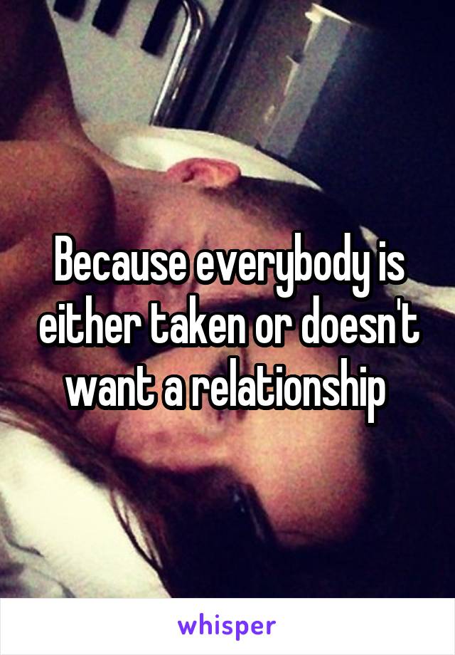 Because everybody is either taken or doesn't want a relationship 