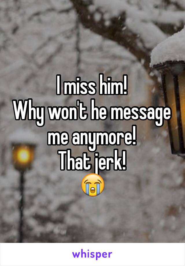 I miss him! 
Why won't he message me anymore! 
That jerk! 
😭