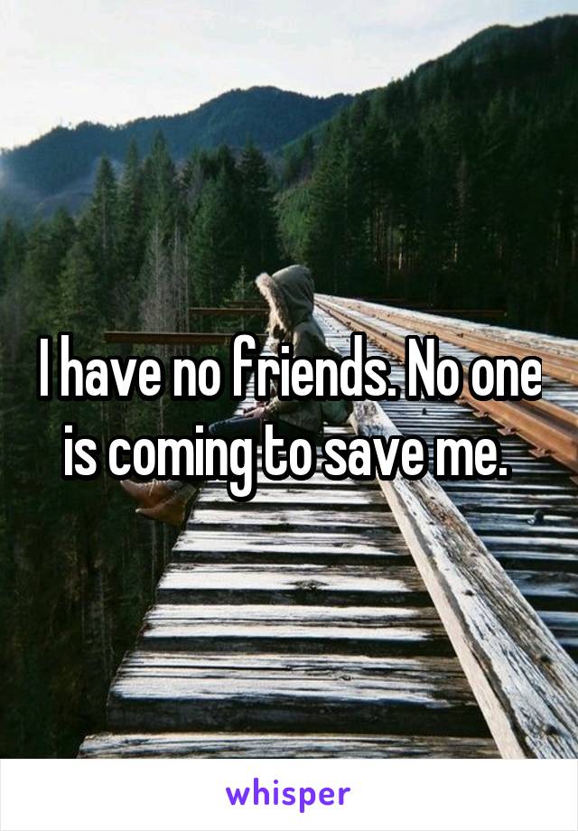 I have no friends. No one is coming to save me. 