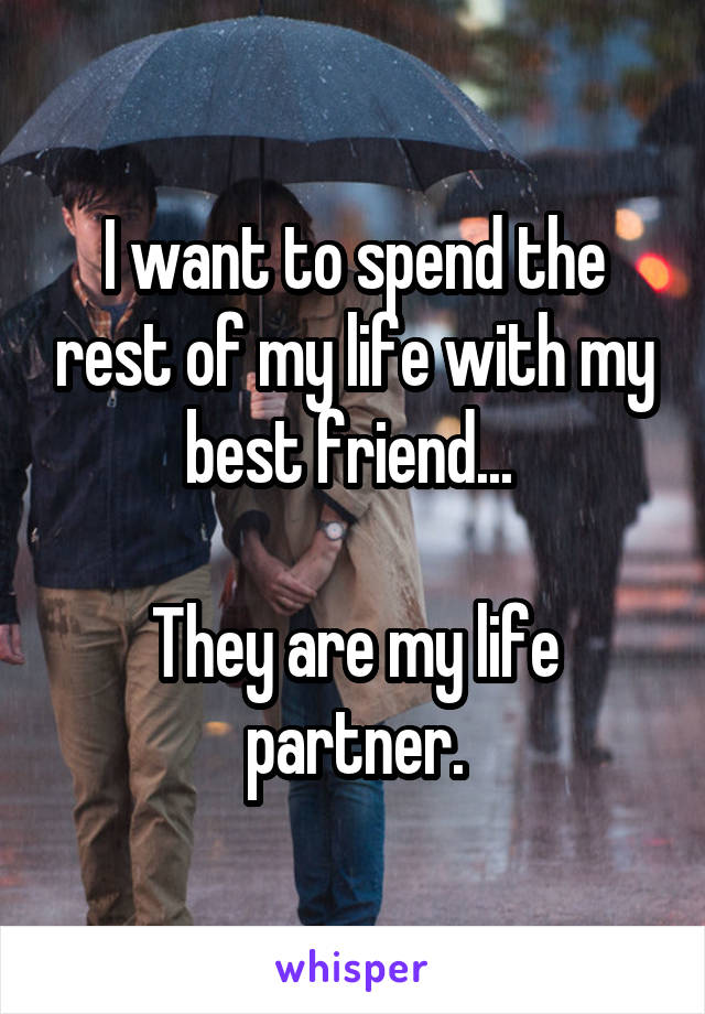 I want to spend the rest of my life with my best friend... 

They are my life partner.