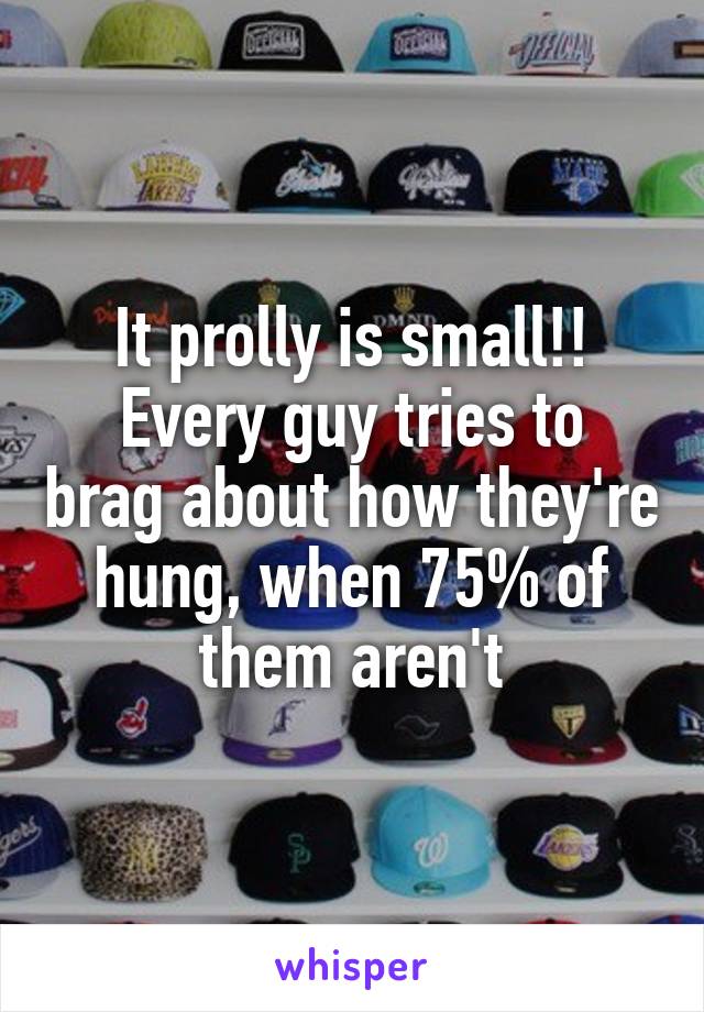 It prolly is small!!
Every guy tries to brag about how they're hung, when 75% of them aren't