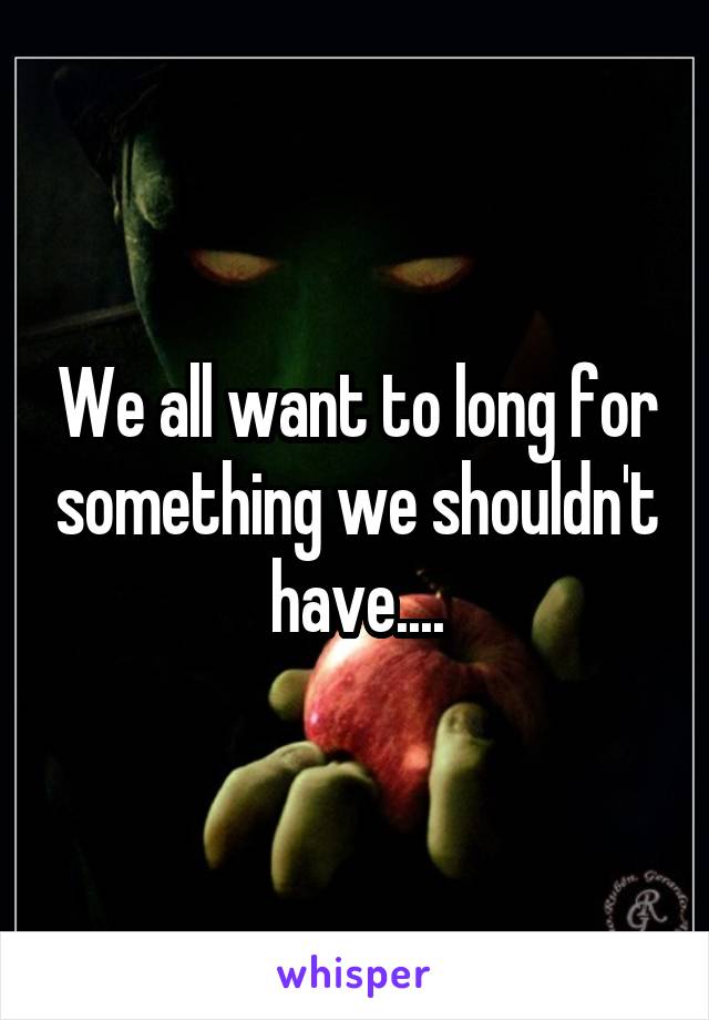 We all want to long for something we shouldn't have....