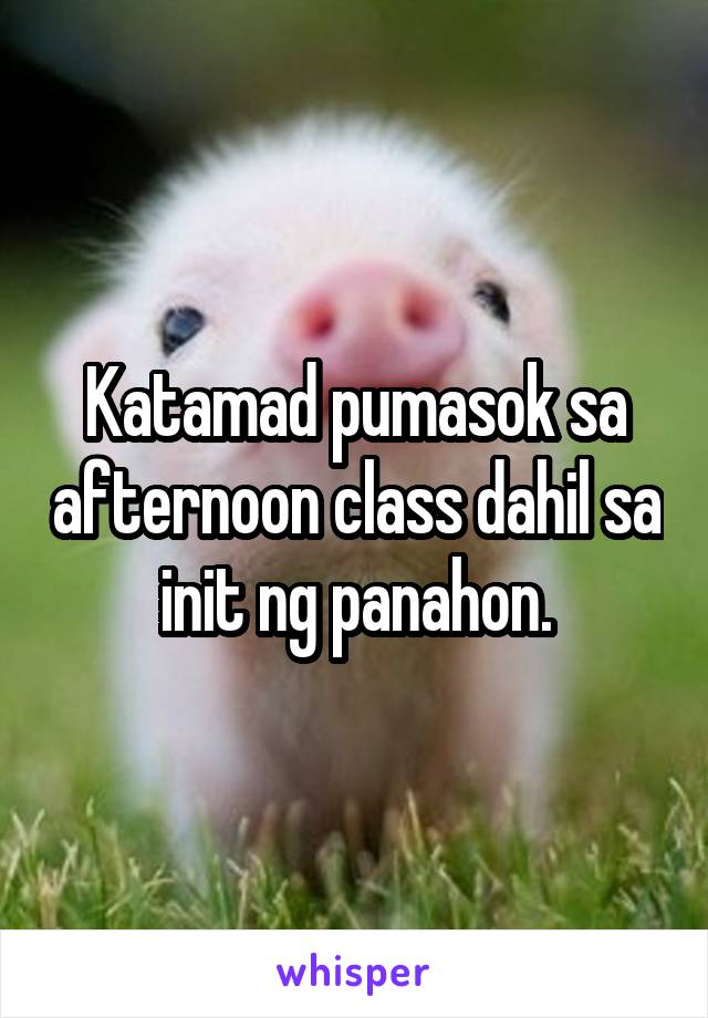 Katamad pumasok sa afternoon class dahil sa init ng panahon.