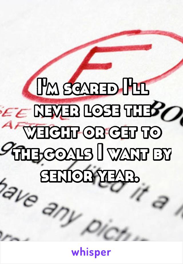 I'm scared I'll never lose the weight or get to the goals I want by senior year. 