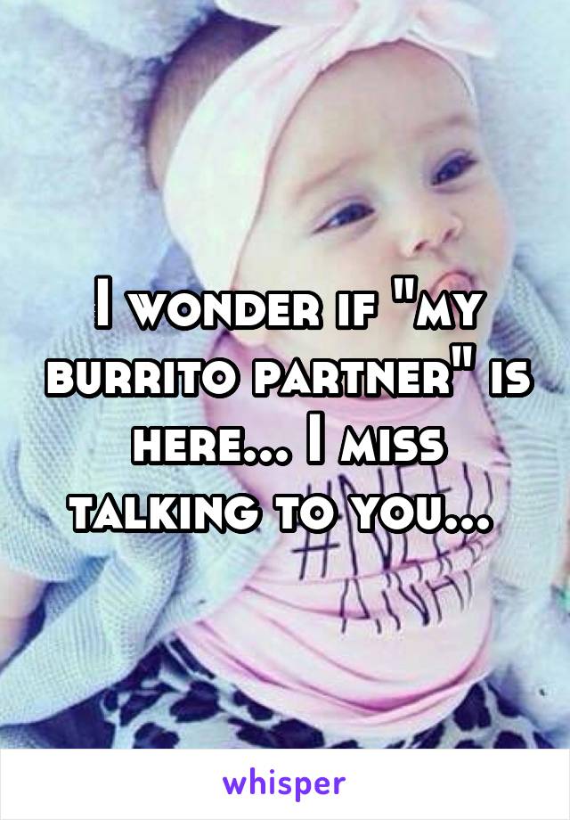 I wonder if "my burrito partner" is here... I miss talking to you... 