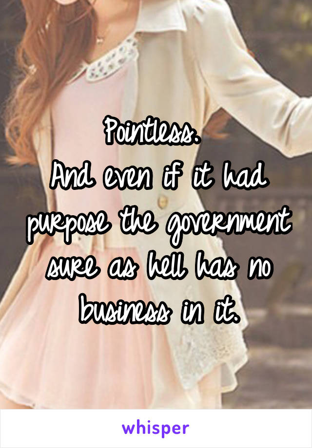 Pointless. 
And even if it had purpose the government sure as hell has no business in it.