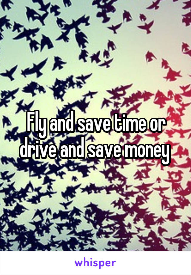 Fly and save time or drive and save money 