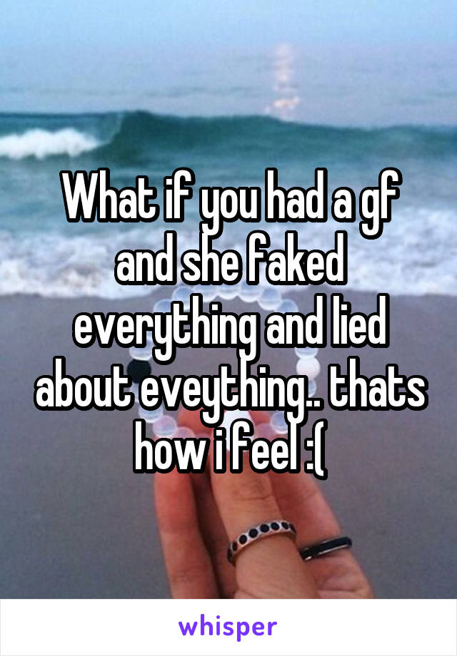 What if you had a gf and she faked everything and lied about eveything.. thats how i feel :(