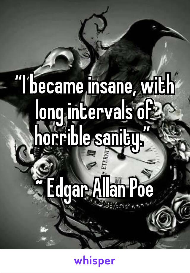 “I became insane, with long intervals of horrible sanity.” 

~ Edgar Allan Poe