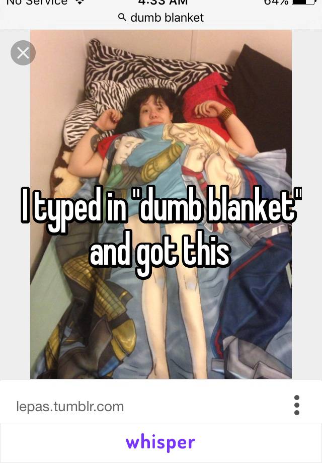 I typed in "dumb blanket" and got this 