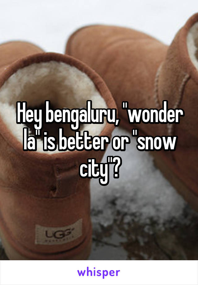 Hey bengaluru, "wonder la" is better or "snow city"?