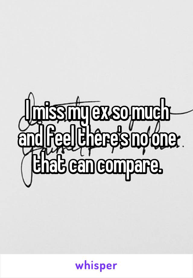 I miss my ex so much and feel there's no one that can compare.