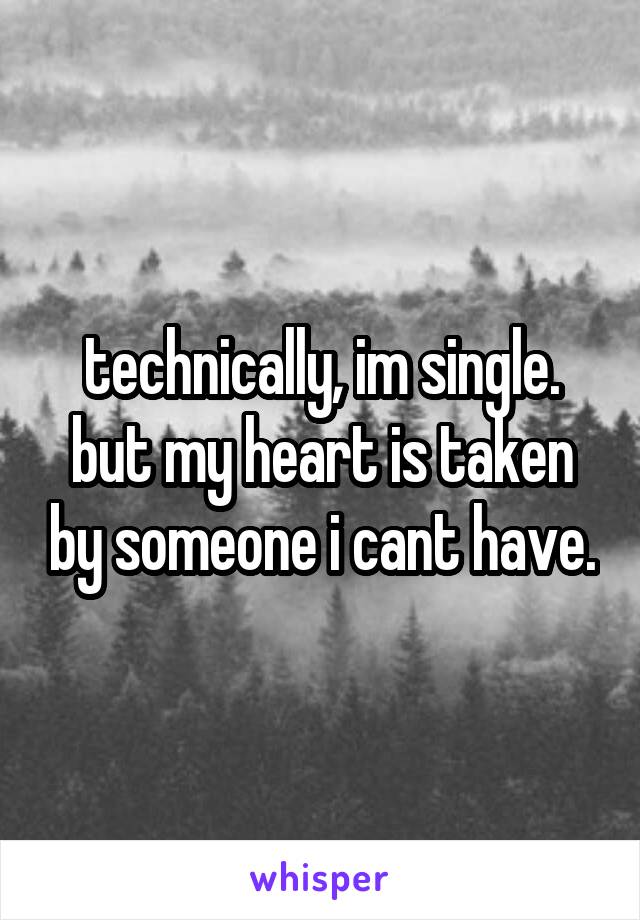 technically, im single. but my heart is taken by someone i cant have.