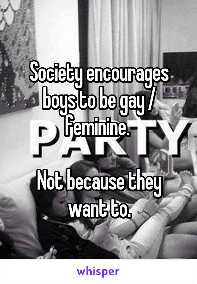 Society encourages boys to be gay / feminine. 

Not because they want to.