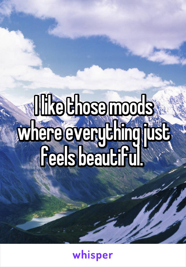 I like those moods where everything just feels beautiful. 
