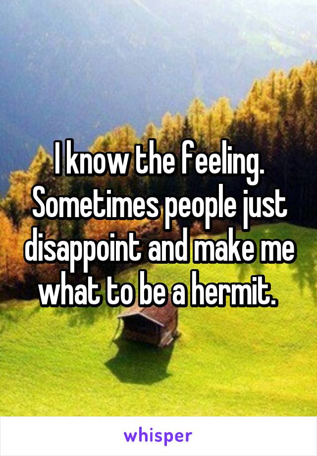 I know the feeling. Sometimes people just disappoint and make me what to be a hermit. 