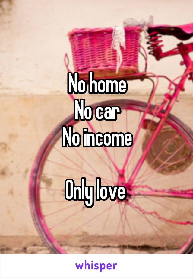 No home
No car
No income

Only love 