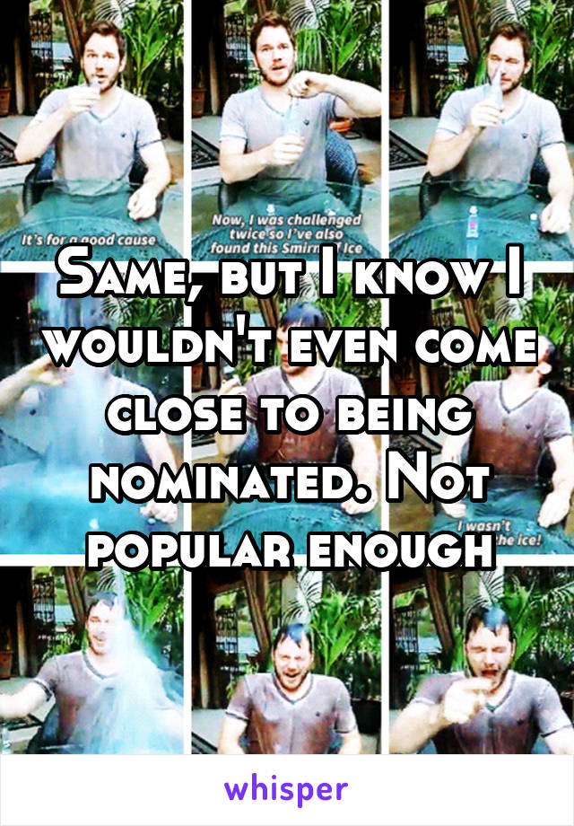 Same, but I know I wouldn't even come close to being nominated. Not popular enough