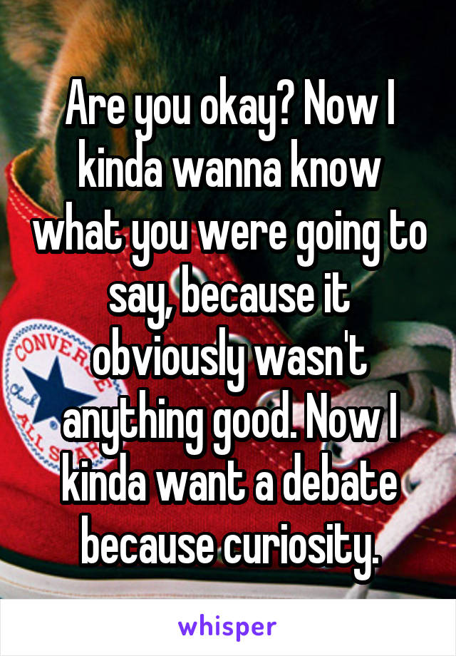 Are you okay? Now I kinda wanna know what you were going to say, because it obviously wasn't anything good. Now I kinda want a debate because curiosity.