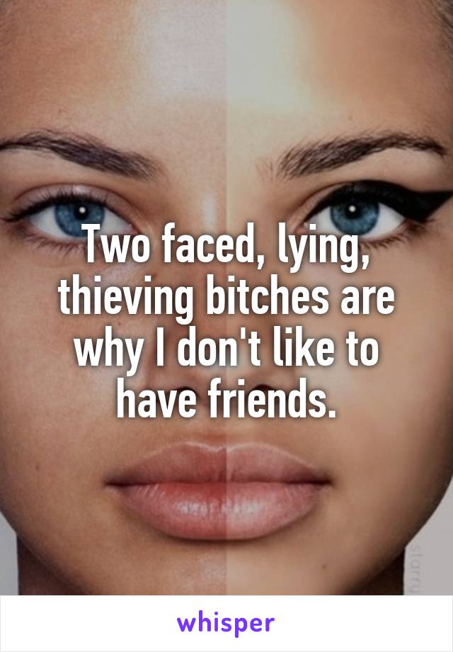 Two faced, lying, thieving bitches are why I don't like to have friends.