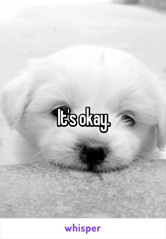 It's okay.