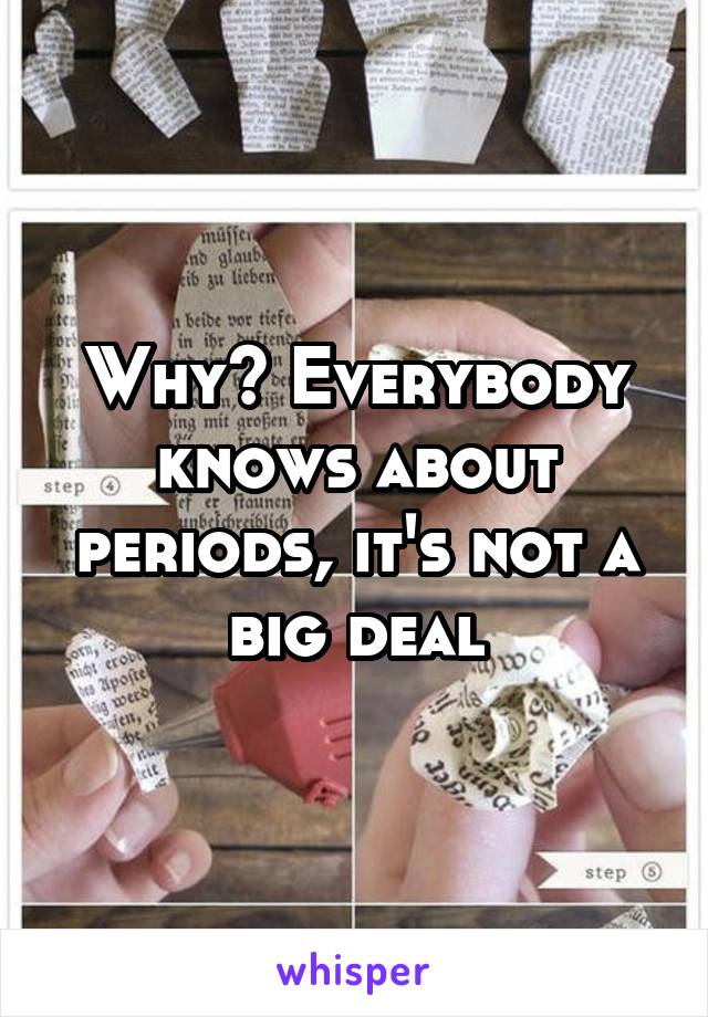 Why? Everybody knows about periods, it's not a big deal