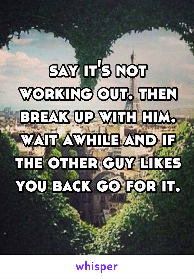 say it's not working out. then break up with him. wait awhile and if the other guy likes you back go for it. 