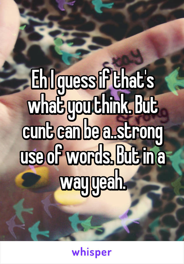 Eh I guess if that's what you think. But cunt can be a..strong use of words. But in a way yeah.