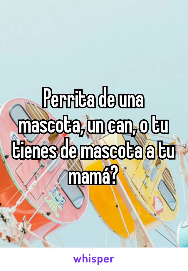 Perrita de una mascota, un can, o tu tienes de mascota a tu mamá?