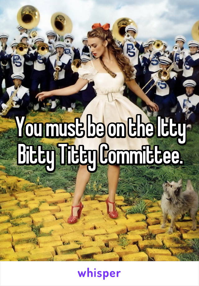 You must be on the Itty Bitty Titty Committee.