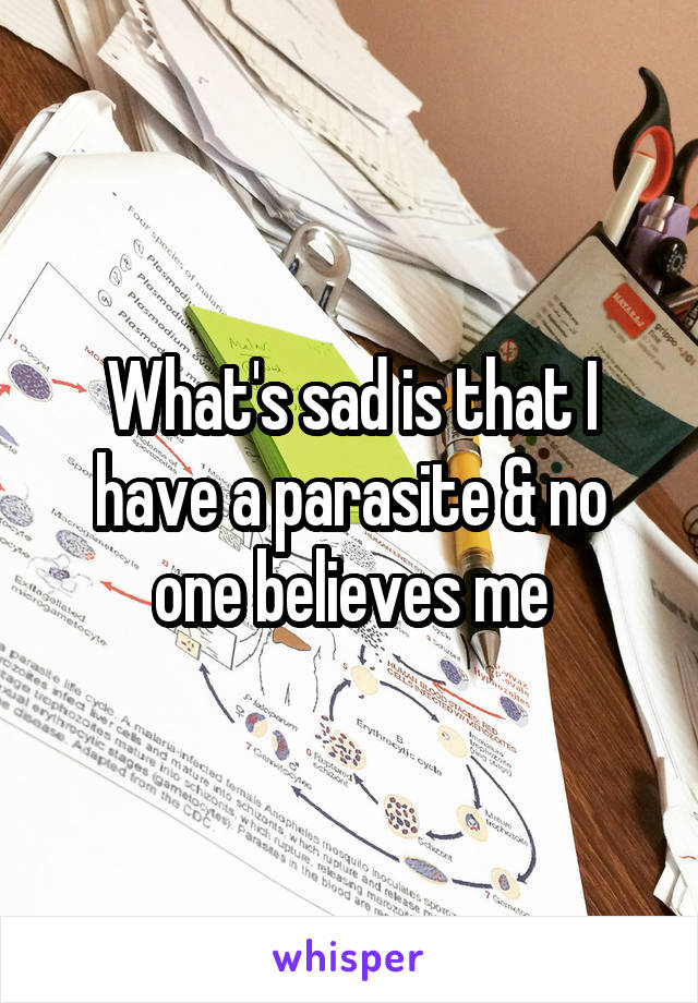 What's sad is that I have a parasite & no one believes me