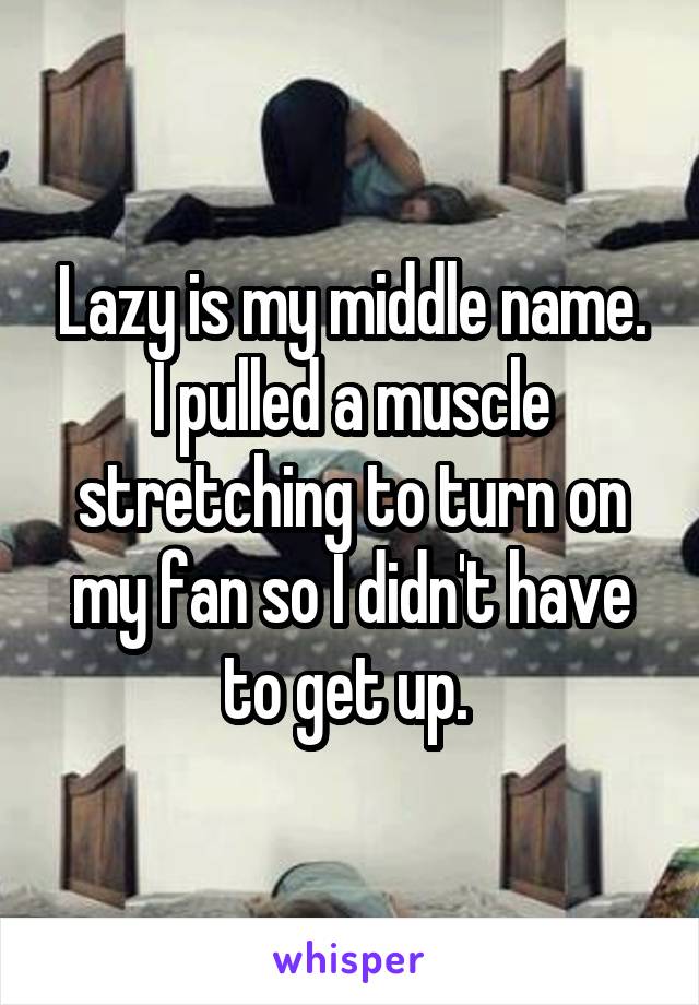 Lazy is my middle name. I pulled a muscle stretching to turn on my fan so I didn't have to get up. 