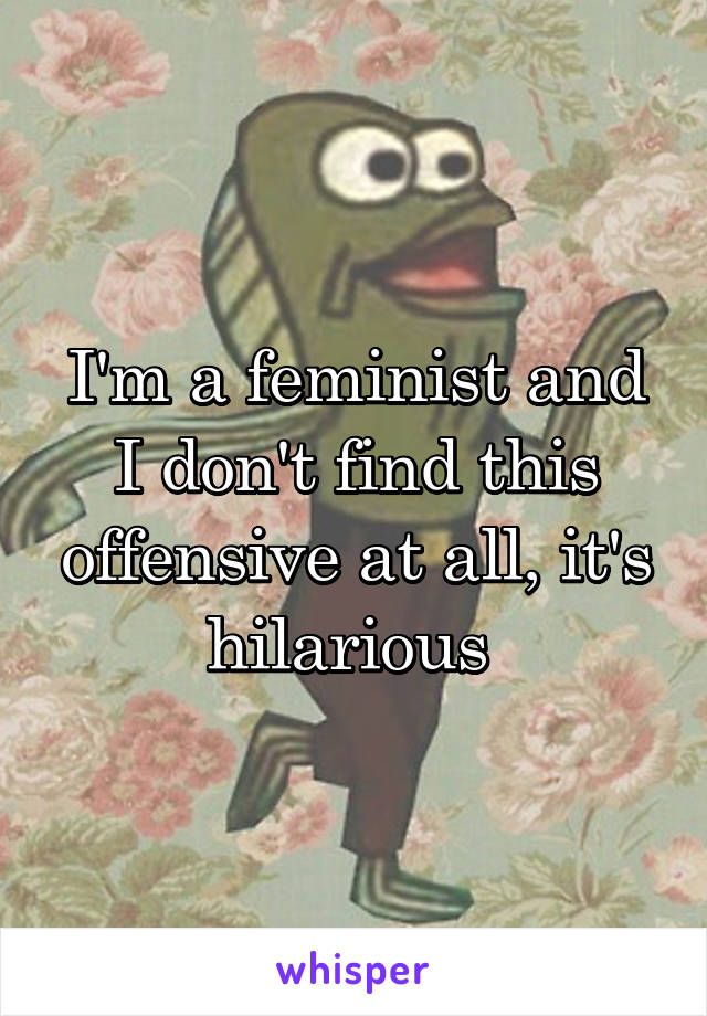 I'm a feminist and I don't find this offensive at all, it's hilarious 