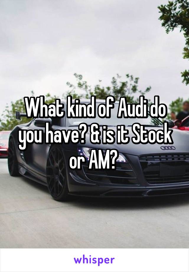 What kind of Audi do you have? & is it Stock or AM? 