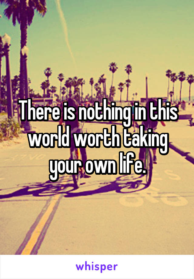 There is nothing in this world worth taking your own life.