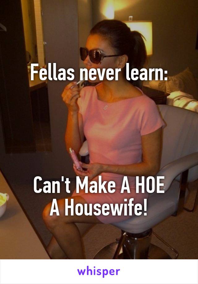 Fellas never learn:




Can't Make A HOE
A Housewife!
