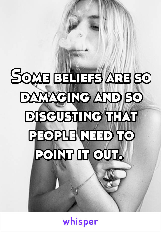 Some beliefs are so damaging and so disgusting that people need to point it out. 