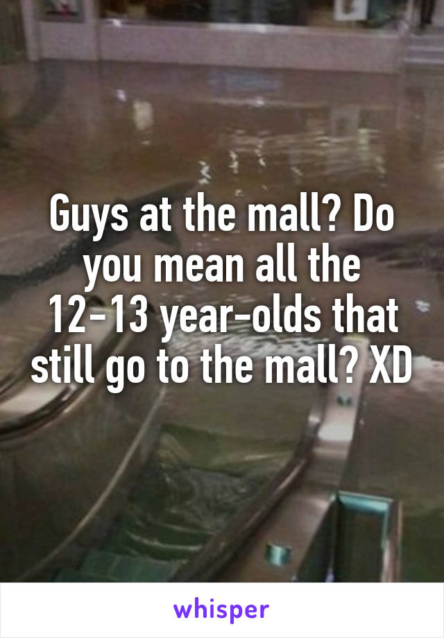 Guys at the mall? Do you mean all the 12-13 year-olds that still go to the mall? XD 