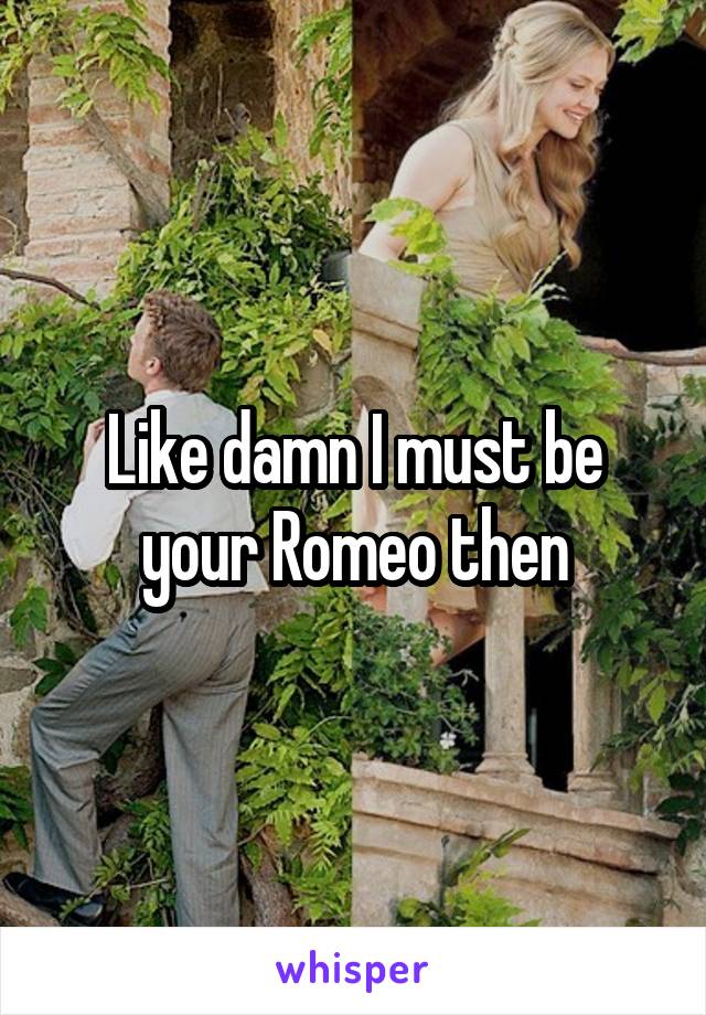 Like damn I must be your Romeo then