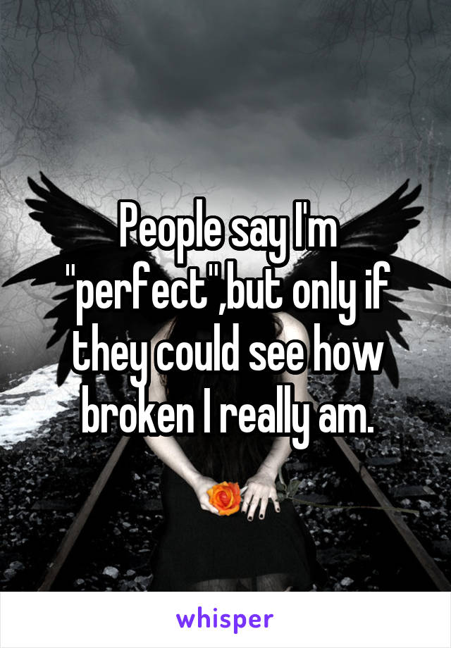 People say I'm "perfect",but only if they could see how broken I really am.