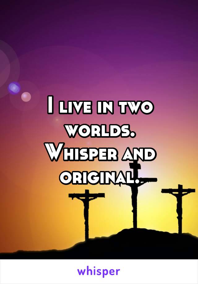 I live in two worlds.
Whisper and original.