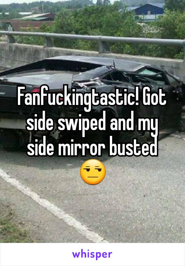 Fanfuckingtastic! Got side swiped and my side mirror busted 😒