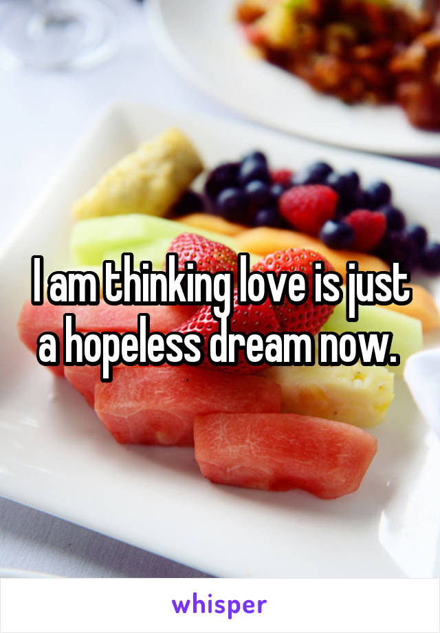 I am thinking love is just a hopeless dream now. 