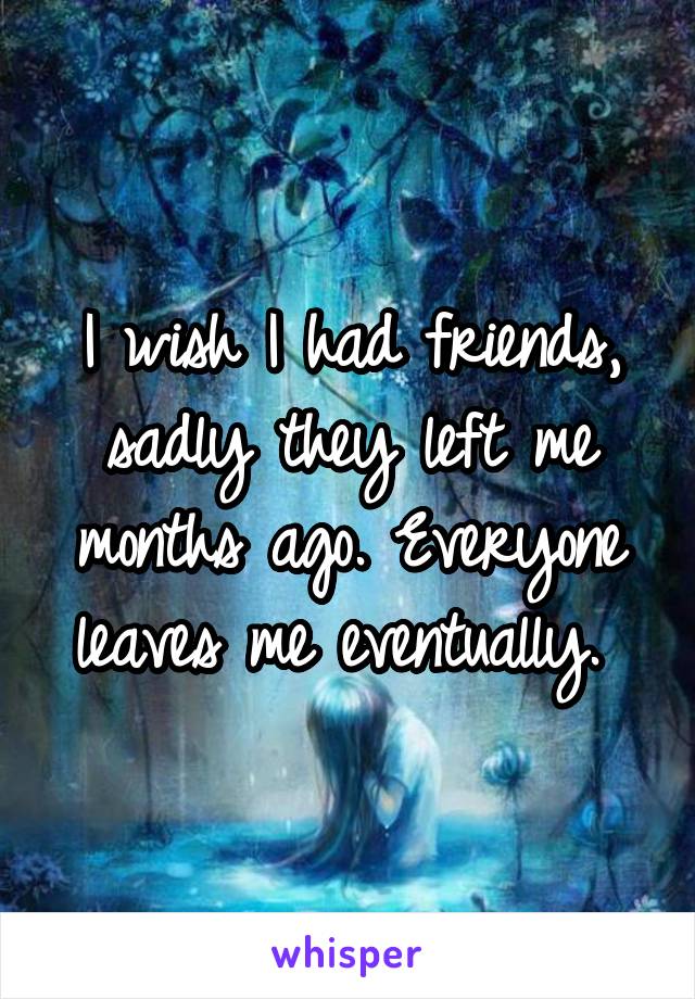 I wish I had friends, sadly they left me months ago. Everyone leaves me eventually. 