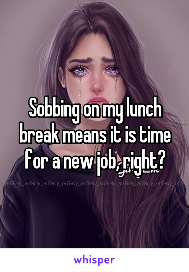 Sobbing on my lunch break means it is time for a new job, right?