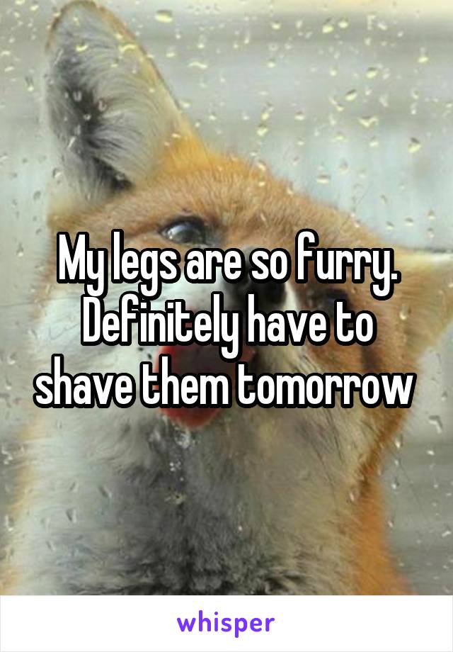 My legs are so furry. Definitely have to shave them tomorrow 