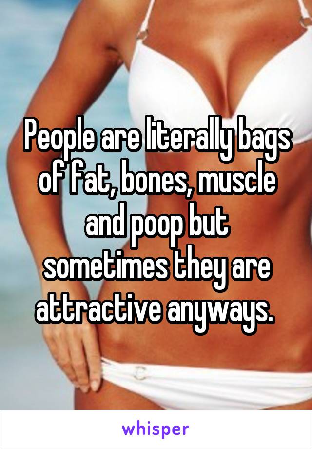 People are literally bags of fat, bones, muscle and poop but sometimes they are attractive anyways. 